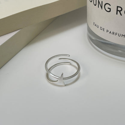 F廠【XDQ8166R】S925純銀韓國ins海星戒指女小眾設計冷淡風星形啞光食指戒潮
 25.11-2