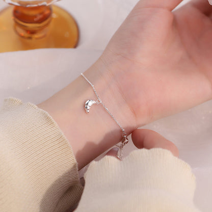 D廠【YC5416SL】S925純銀牛角包手鍊可愛童趣爆款小眾獨特設計感清新手飾 25.01-1