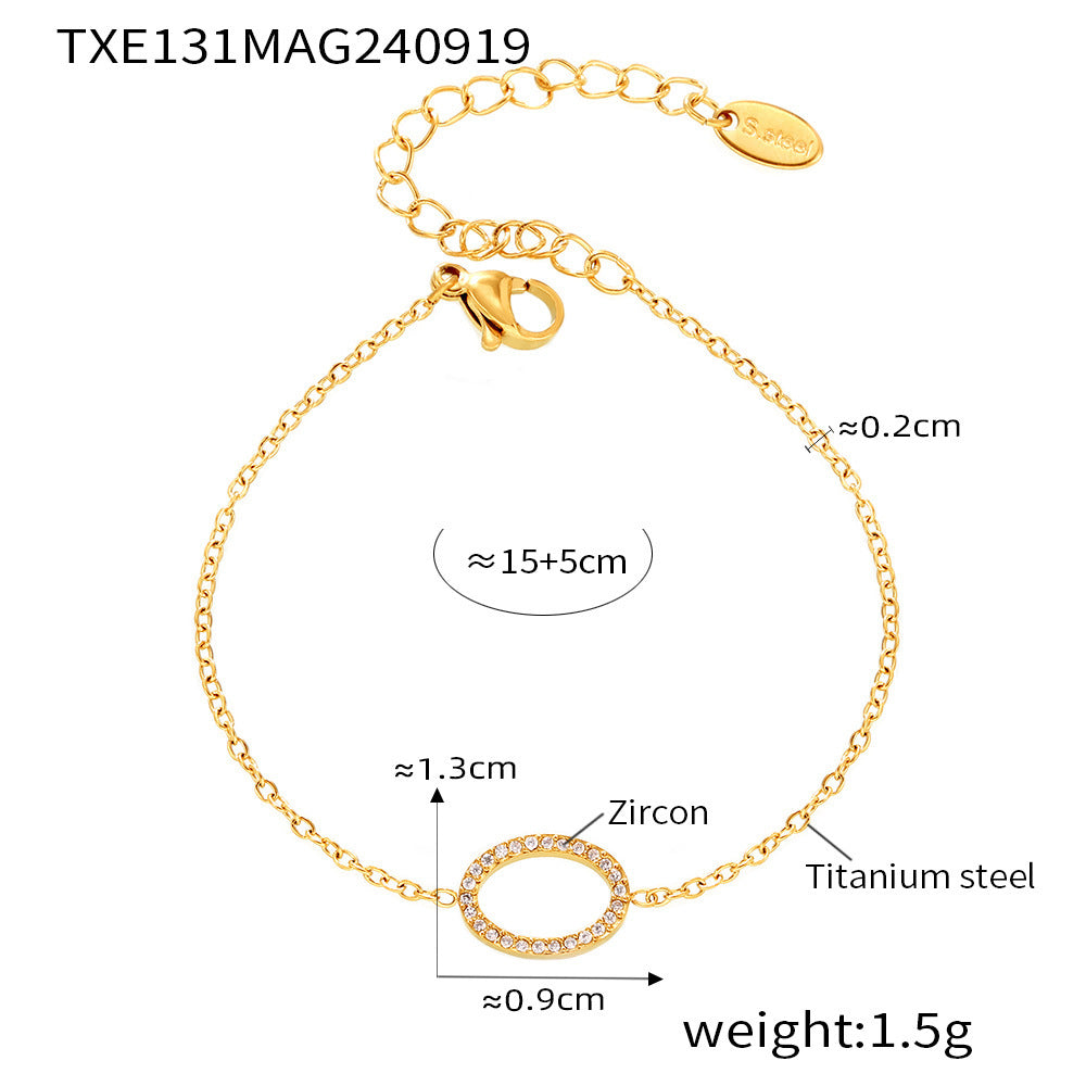 B廠【TXP131】法式marka小眾圓環鋯石鈦鋼戒指輕奢手鍊氣質項鍊18k鍍金精緻套裝 24.09-4