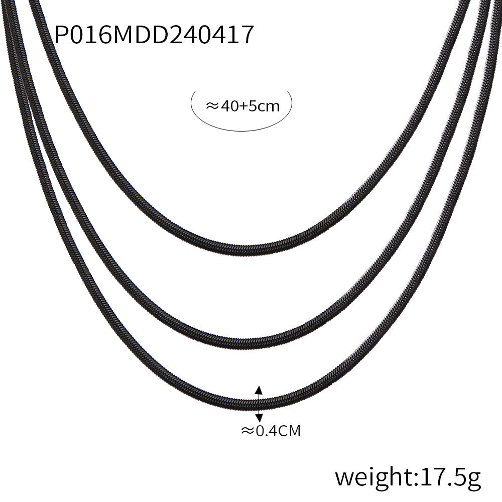 B廠【P016-E018】韓版跨國新品個性簡約飾品時尚冷淡風三色麻花辮鈦鋼項鍊手鍊套裝 24.04-4