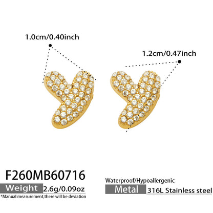 B廠【F260】新款熱銷鋯石26個英文字母不銹鋼鍍18k金 歐美輕奢女飾品耳環
 26.07-4