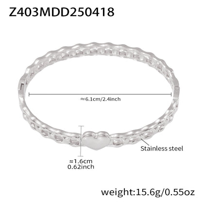 B廠【Z403】歐美飾品不鏽鋼鏤空手環設計愛心扣環手環鍍18k金夏日潮款 25.04-4
