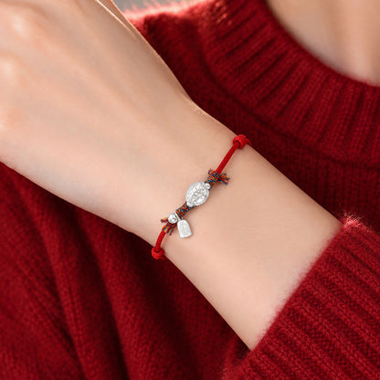 D廠【YC5092SL】足銀S999新中式小羊紅繩手鍊
 26.10-3