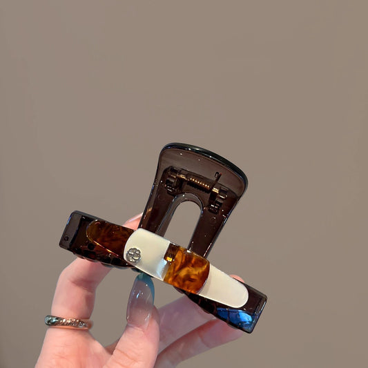 C廠【B27】法式復古玳瑁色中型抓夾女氣質高級感後腦勺盤髮鯊魚夾半紮髮夾子
 25.12-3