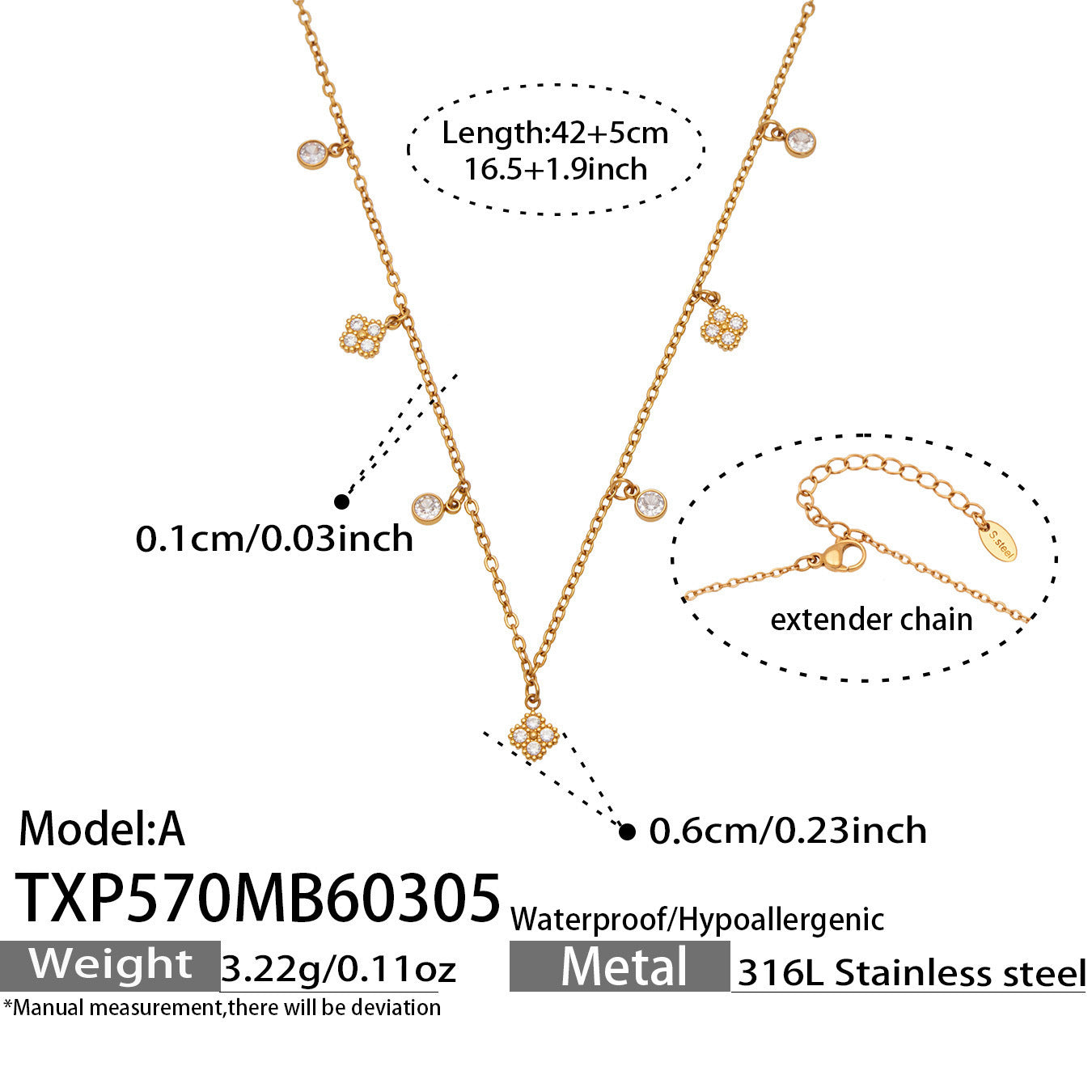 B廠【TXP570】歐美時尚新款小號8字花滿鑽5A鋯石設計DIY多配件項鍊手鍊組合套
 26.03-2