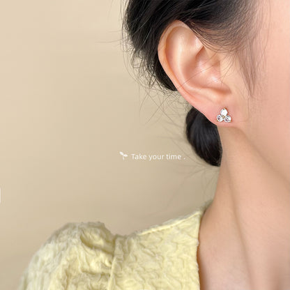 A廠【5931】鑲嵌鋯石簡約版鍍14K圓形幾何學生款迷你小耳環女耳飾 25.05-1