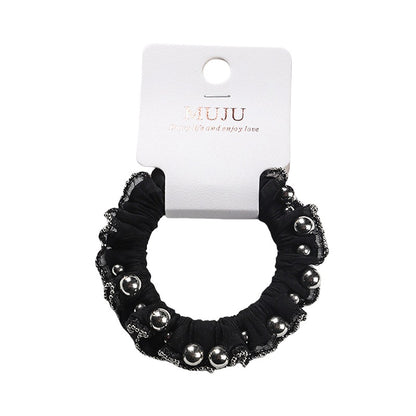 C廠【B483】卡片裝髮繩高級感釘珍珠髮圈時尚格紋蕾絲小腸圈頭繩髮飾綁馬尾皮筋
 25.10-5「C廠-單筆結帳需滿，NT$500出貨(不含運費)」