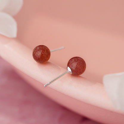 E廠【YC1148S】S999足銀草莓晶耳環簡約款甜美甜心溫柔氣質韓風幾何耳飾
 25.10-4