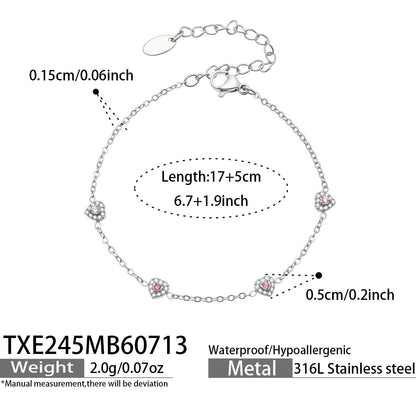 B廠【TXP245】歐美新款不銹鋼鍍18k金 多巴胺系列滿鋯石愛心吊墜項鍊手鍊女飾品
 26.07-4