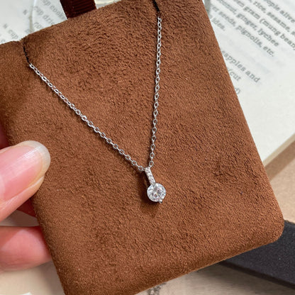F廠【DQ0286N】S999純銀輕奢簡約單鑽項鍊女小眾設計高級感鋯石吊墜鎖骨鏈潮
 25.09-1