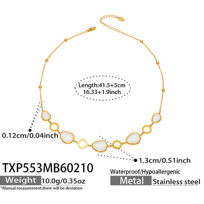 B廠【TXP553】歐美輕奢橢圓貓眼石項鍊手鍊耳環不鏽鋼鍍18k金首飾套裝
 26.10-4