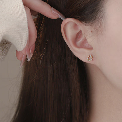 D廠【YC5576E】S999足銀花環耳環幾何設計甜美輕奢冬季爆款簡約小眾耳飾 25.01-4