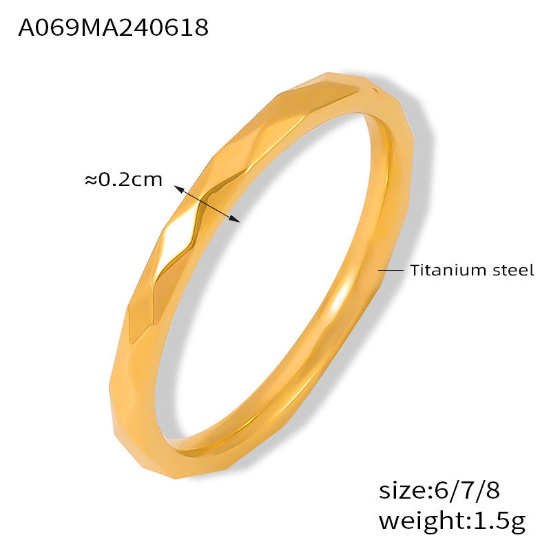 B廠【A069】2024年新款多切面菱形戒指鈦鋼不掉色小眾簡約設計感情情侶對戒指環 24.06-4