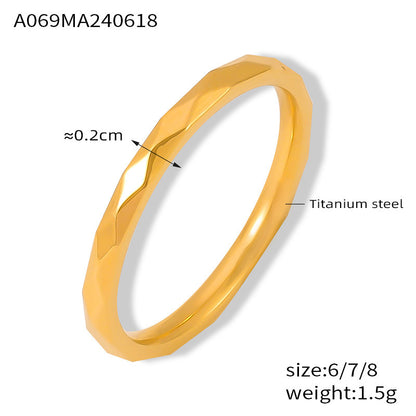 B廠【A069】2024年新款多切面菱形戒指鈦鋼不掉色小眾簡約設計感情情侶對戒指環 24.06-4