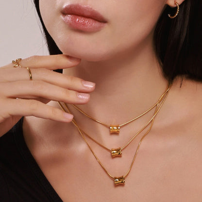 B廠【P670】簡約輕奢小蠻腰項鍊小眾C型耳環女ins鈦鋼不掉色鎖骨鏈飾品 25.03-2