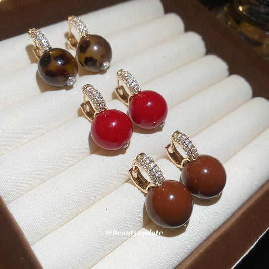 A廠【HE29223】新款鋯石圓形吊墜珍珠耳環輕奢高級感耳環日常通勤簡約耳環耳環飾女
 25.11-1