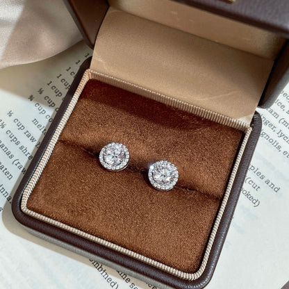 E廠【XDQ11273E】S925純銀爆閃滿鑽耳環女高級感四爪圓鋯時尚通勤耳飾
 25.12-1