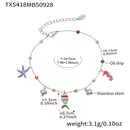 B廠【TXP418】不鏽鋼DIY多配件小丑魚滴油吊墜項鍊手鍊腳鍊腳套組鍍18k真金
 25.10-2