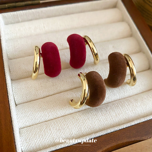 A廠【HE29252】925銀針植絨C型耳環秋冬輕奢高級感耳環2025新款時尚日常百搭耳飾女
 25.11-2