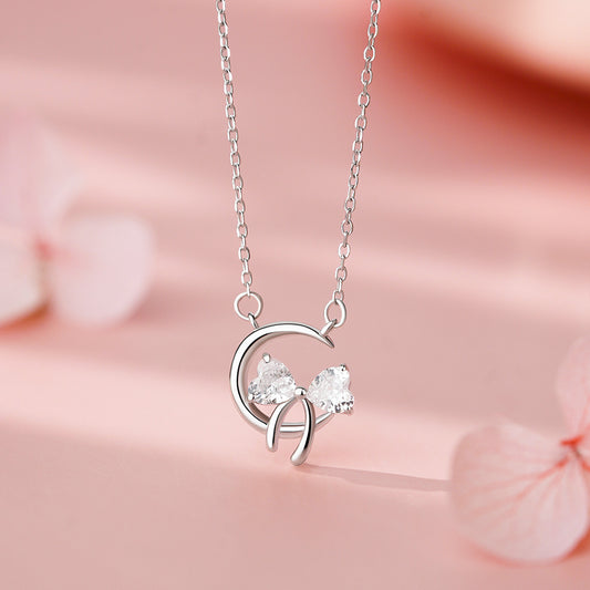 D廠【YC2587N】純銀S925月亮蝴蝶結項鍊甜美公主少女心精美吊墜鎖骨鏈
 25.12-1