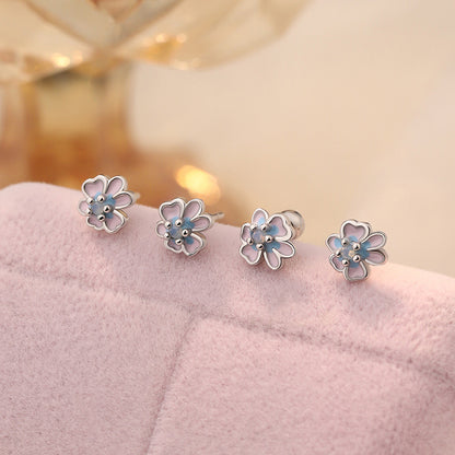D廠【YC2858E】S925純銀花朵螺絲直針耳環淡雅小清新甜美氣質文藝風耳飾 25.01-2
