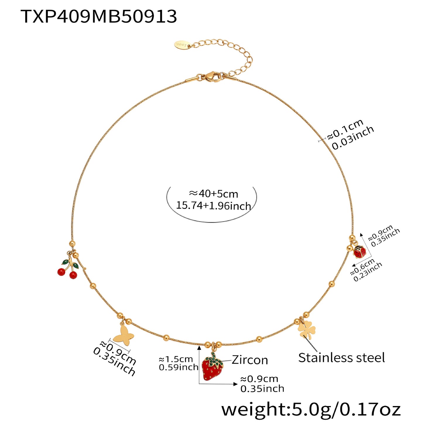 B廠【TXP409】 砝碼彩釉水果元素多吊墜夾珠鍊手工項鍊手鍊鍍18k金不掉色
 25.09-4