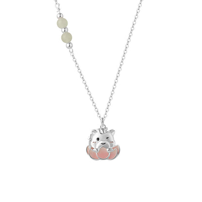 D廠【YC2484N】原創足銀S999好事蓮蓮小馬耳環與田玉手鍊清新耳環小眾首飾
 26.01-1