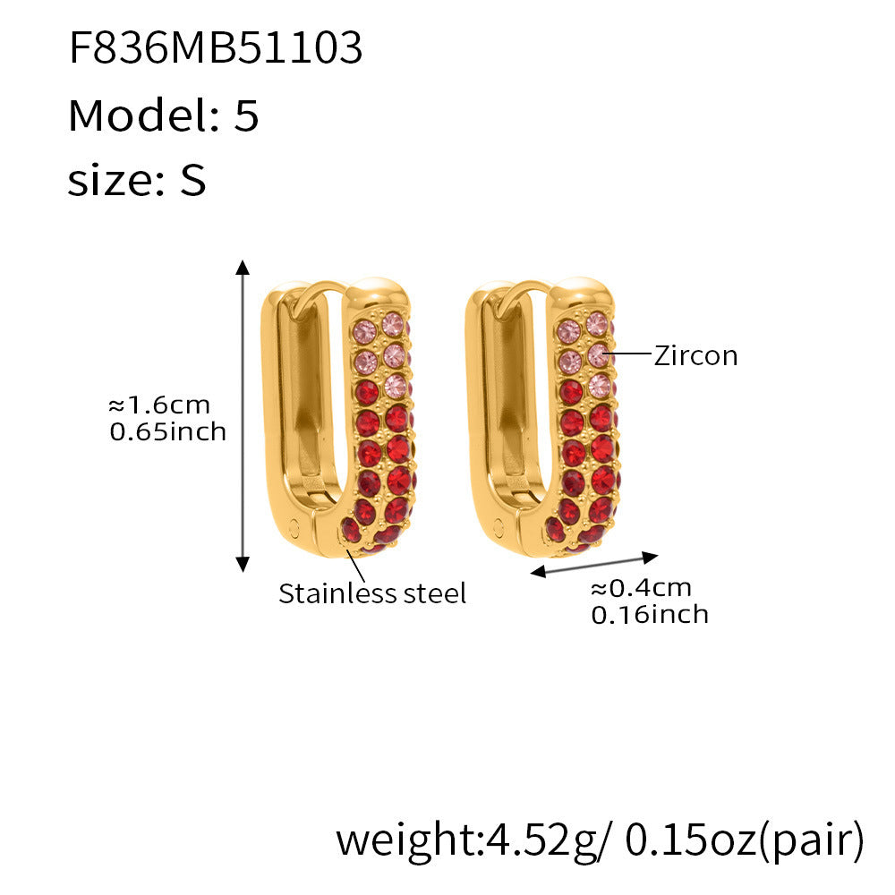B廠【F836】跨國新款彩色5A鋯石長款U型耳扣耳圈不鏽鋼鍍18k真金不掉色
 25.11-2