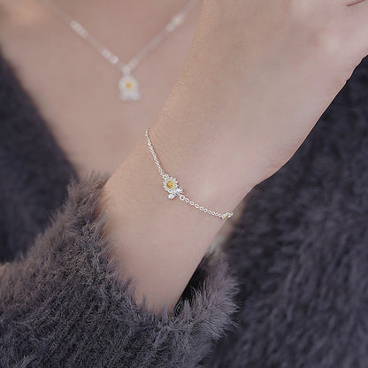 D廠【YC3104N】原創S999足銀葵之韻套裝簡約甜美小眾田園風氣質鎖骨鏈 25.02-2