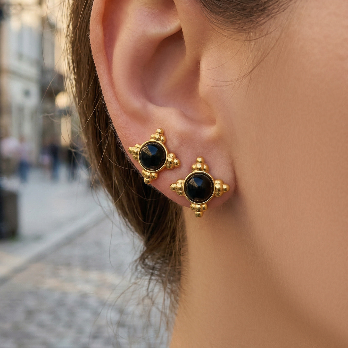 B廠【TXP031】新中式簡約黑瑪瑙吊墜耳環古風新品不銹鋼項鍊小眾設計感飾品套裝
 26.03-3