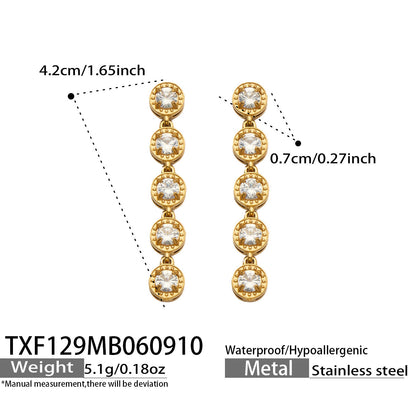 B廠【TXP129】新款橢圓彩色鋯石鎖骨鏈不銹鋼鍍金輕奢時尚手鍊項鍊耳環套裝
 26.09-3