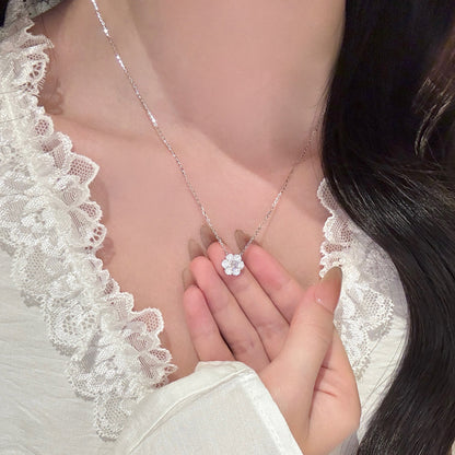 E廠【XDQ0945N】S925純銀精緻小眾閃鑽花朵項鍊女輕奢高級感滿鑽吊墜鎖骨鏈潮
 26.08-1