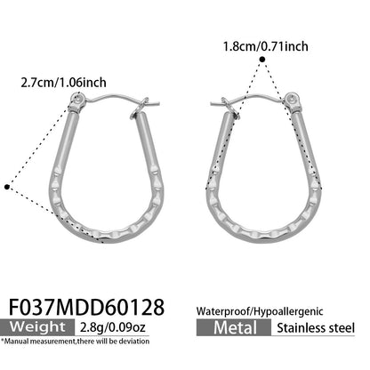 B廠【F037】ins小眾個性設計時尚U型壓花耳環歐美簡約氣質耳環不鏽鋼鍍18k金
 26.02-1