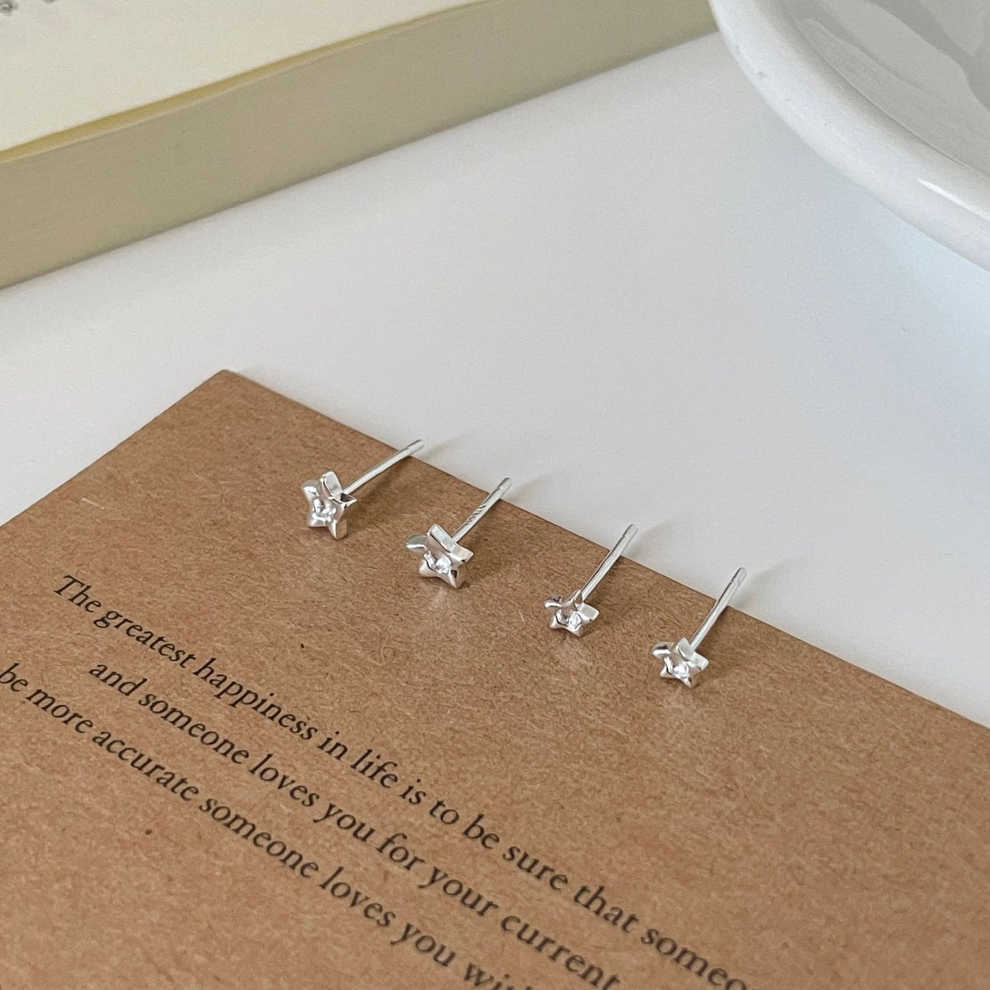 E廠【DQ10097E】S999純銀簡約小清新星星耳環女迷你設計星形耳骨釘疊戴耳飾潮
 25.10-3