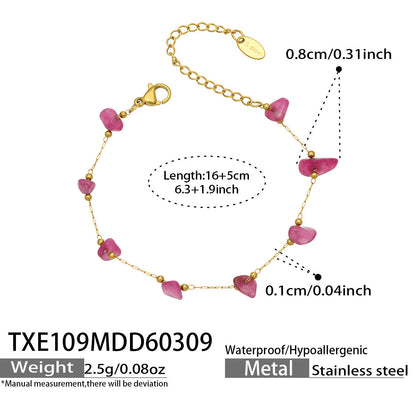 B廠【TXP120】歐美輕奢簡約個性天然碎石手工鍊項鍊手鍊套組不銹鋼鏈條鍍18k金
 26.03-3
