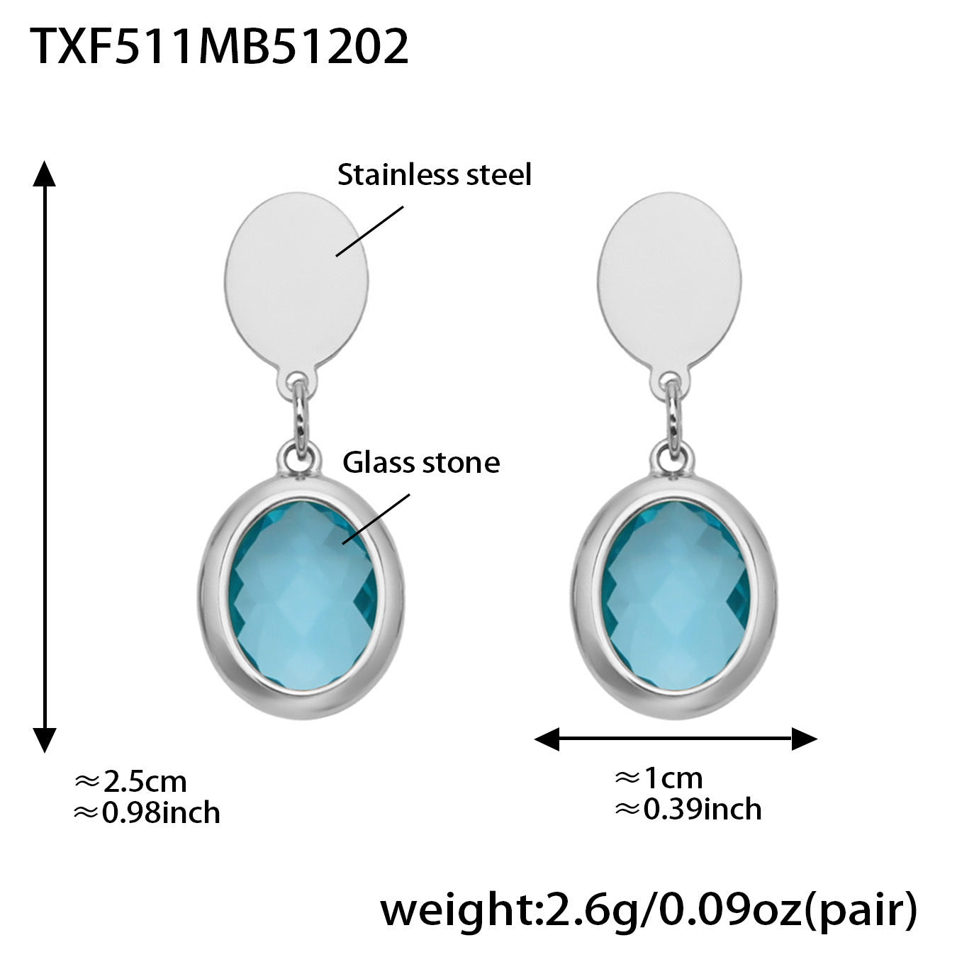B廠【TXP511】不鏽鋼幾何橢圓切面玻璃石包邊項鍊手鍊耳環組鍍18k金跨國首飾
 25.12-2