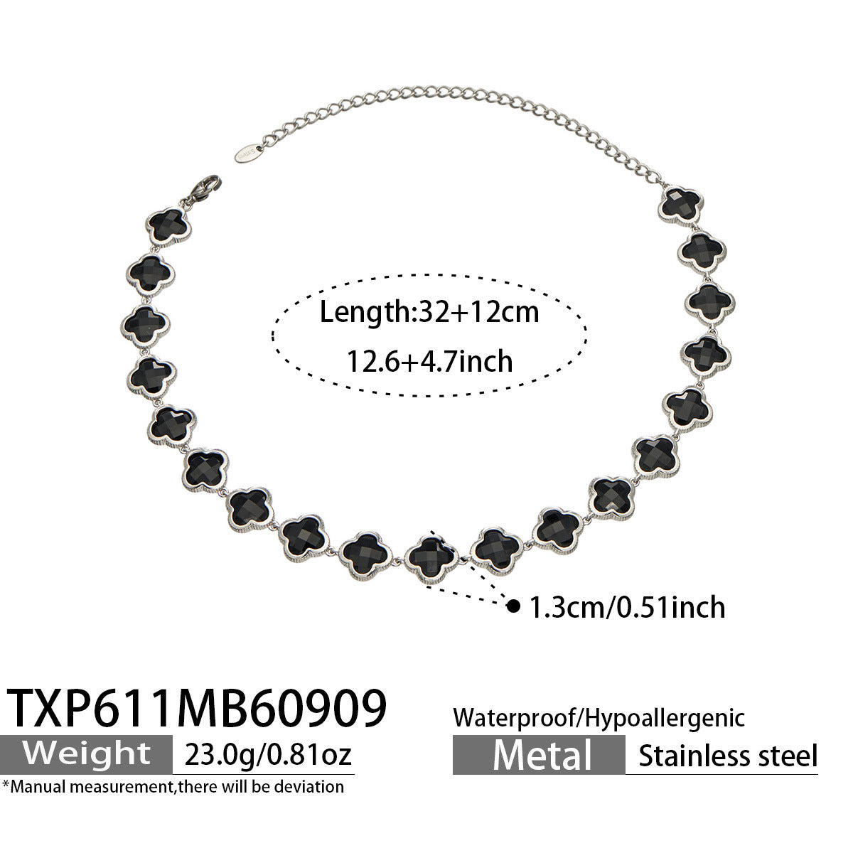 B廠【TXP611】謎麗港風顯貴四葉花不鏽鋼鍍金紅玻璃簡約小眾項鍊手鍊耳飾飾品女
 26.09-3