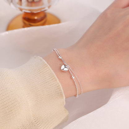 D廠【YC5129SL】S925純銀愛心雙層手鍊甜美氣質簡約百搭可愛清新韓系手飾 25.01-1