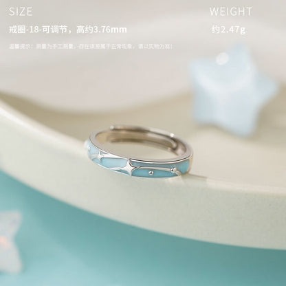 E廠【YC3291R】原創S999足銀四芒星情侶對戒相遇流星夜光效果甜美手飾
 25.10-1