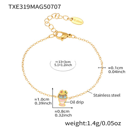 B廠【TXP319】不鏽鋼飾品彩色雪糕小可愛項鍊手鍊耳環戒指組18k金 25.07-3