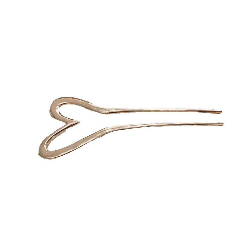 C廠【B25】新中式簡約金屬愛心髮簪女高級感後腦勺盤頭髮簪子頭飾丸子頭飾
 25.12-4「C廠-單筆結帳需滿，NT$500出貨(不含運費)」