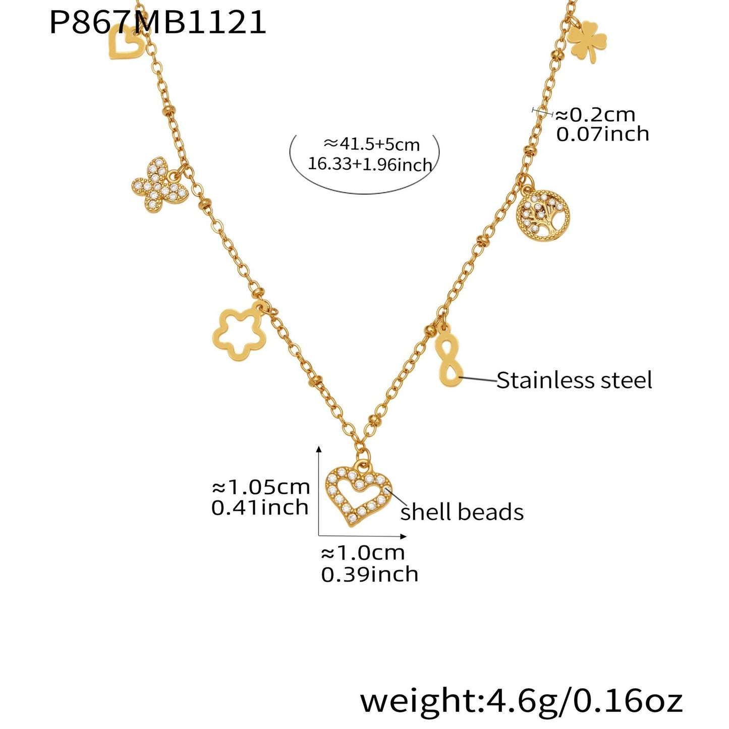 B廠【P874】跨境新款靈動愛心滿鑽鋯石吊墜雙層鎖骨項鍊不鏽鋼鍍18k金
 25.11-4