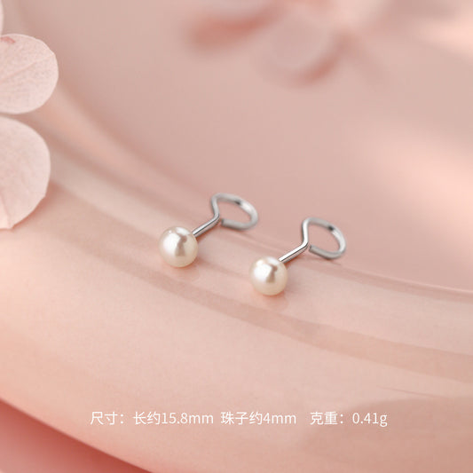 D廠【YC2875E】足銀S999幾何珍珠彎鉤耳環女個性百搭法式復古小眾設計感耳飾
 26.09-2