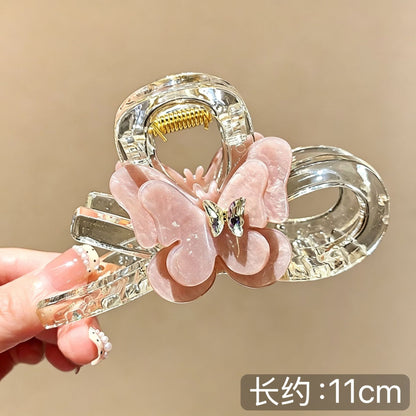 C廠【X530】超仙甜美風淺粉紅立體蝴蝶抓夾女高級感鯊魚夾新款少女心全盤髮夾 26.07-1「C廠-單筆結帳需滿，NT$500出貨(不含運費)」