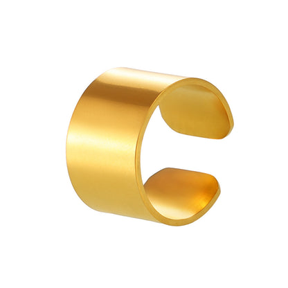 B廠【A006】寬版光面戒指冷淡風簡約開口戒指不鏽鋼PVD鍍18K真金食指戒 25.03-1