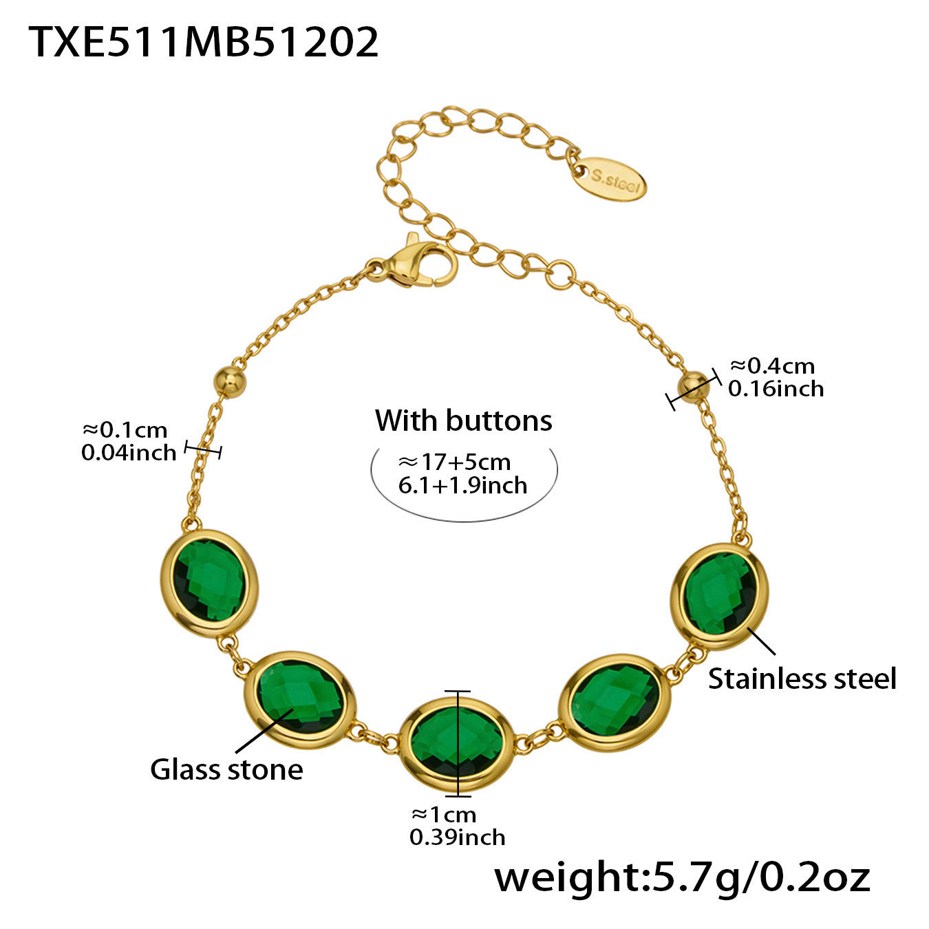 B廠【TXP511】不鏽鋼幾何橢圓切面玻璃石包邊項鍊手鍊耳環組鍍18k金跨國首飾
 25.12-2
