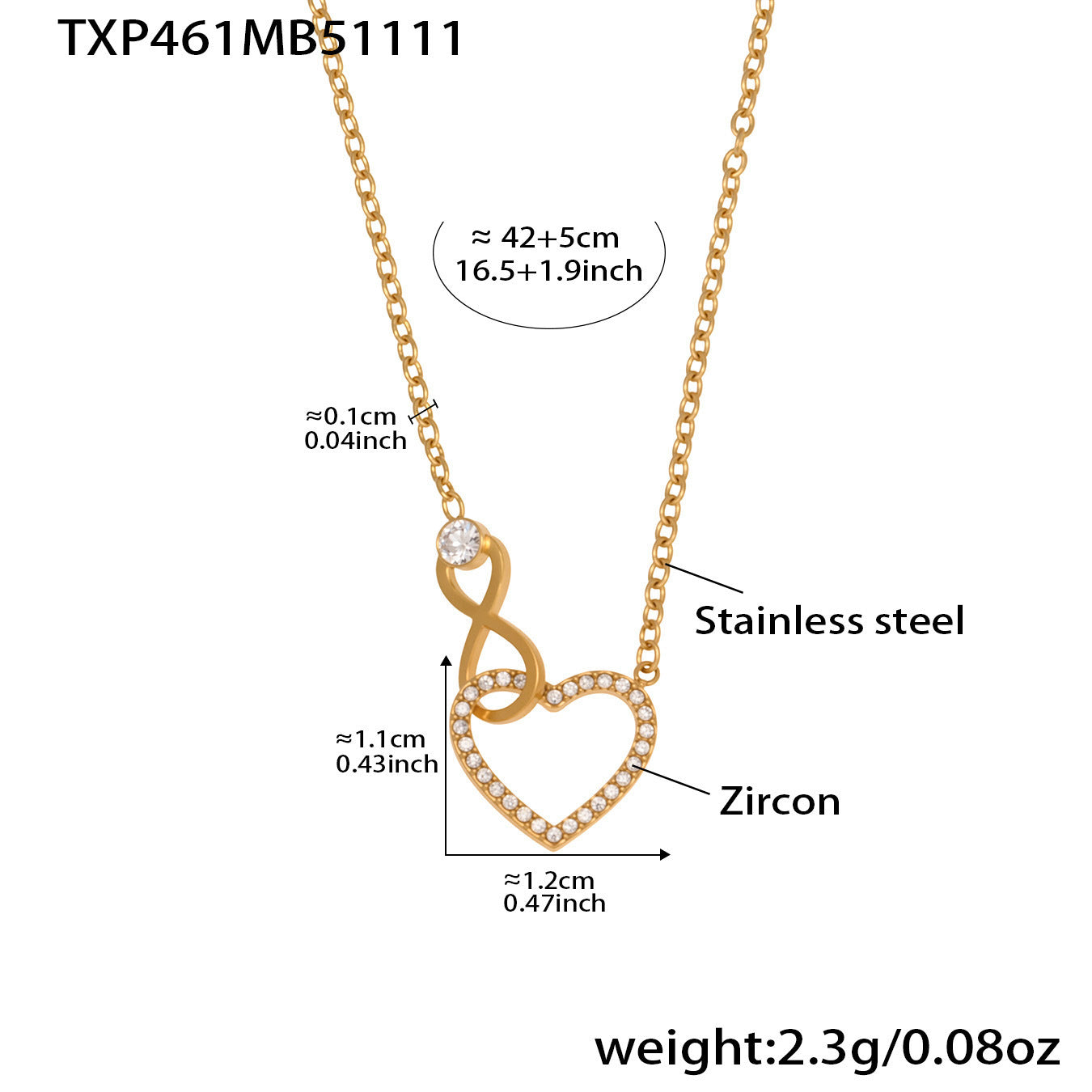 B廠【TXP461】跨境熱銷款愛心8字鋯石超精緻項鍊手鍊套組不鏽鋼鍍18k真金
 25.11-3