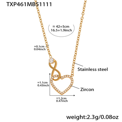 B廠【TXP461】跨境熱銷款愛心8字鋯石超精緻項鍊手鍊套組不鏽鋼鍍18k真金
 25.11-3