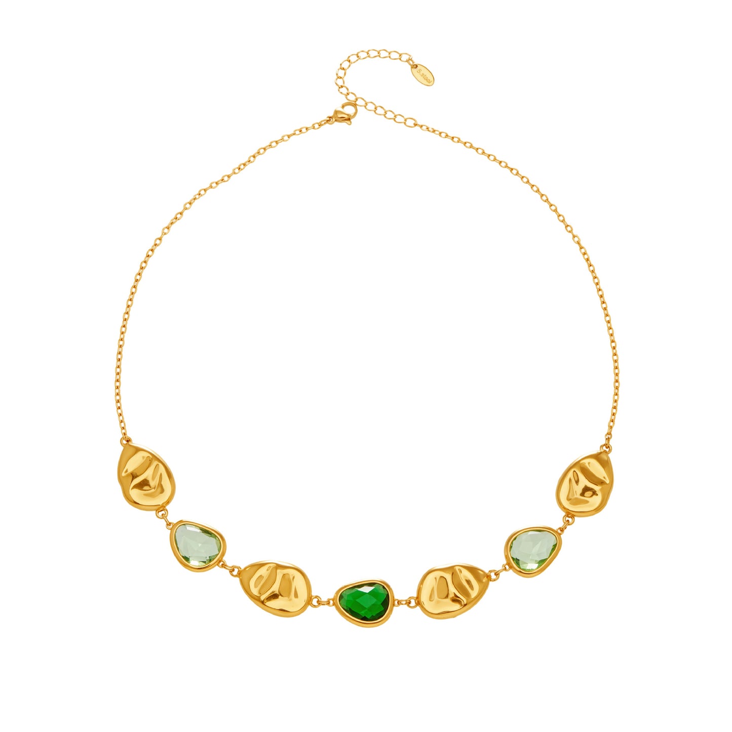 B廠【P605】歐美跨國新款多切面透亮水滴玻璃石鎖骨項鍊氣質輕奢風不鏽鋼飾品
 26.01-2