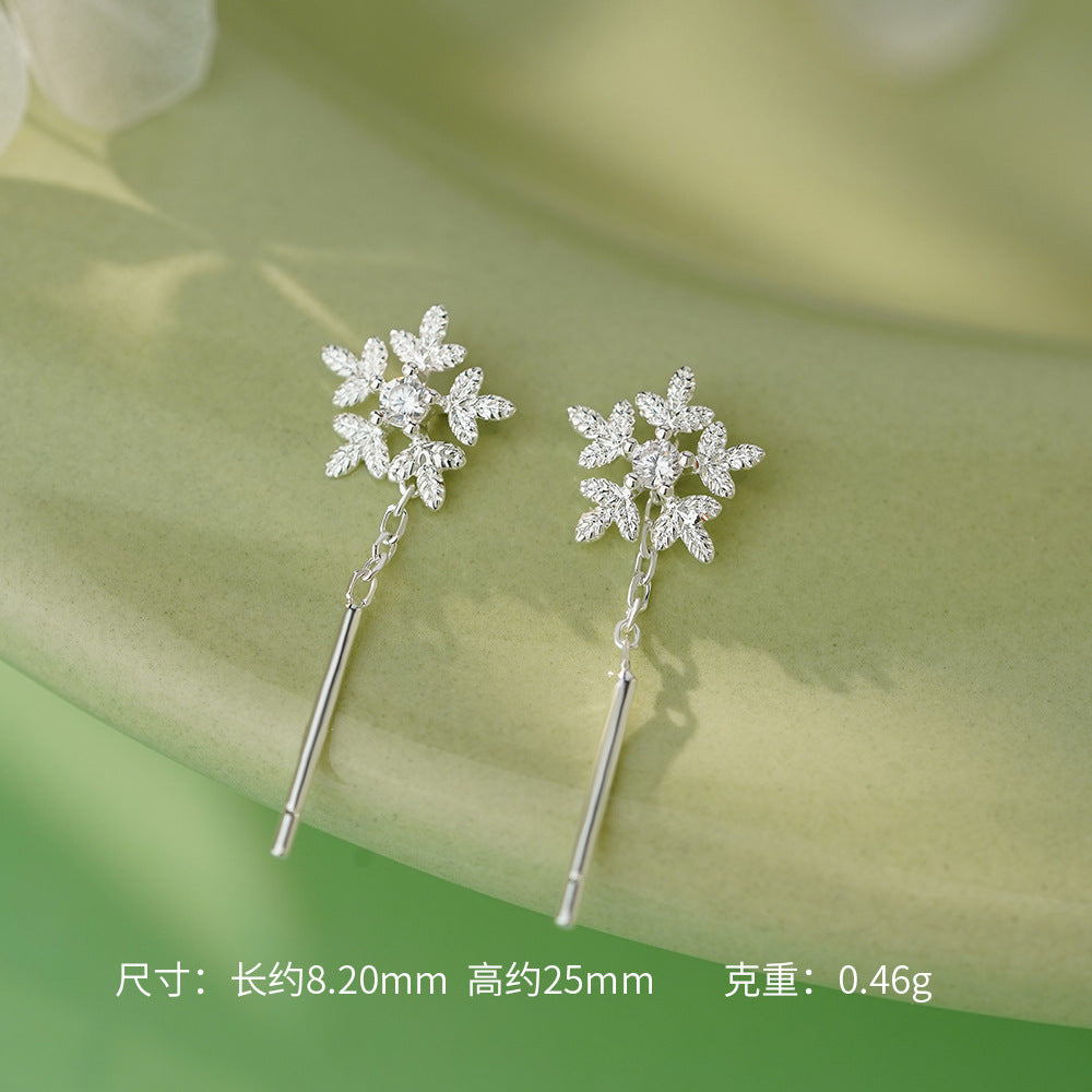 D廠【YCT_YC00001E】S999銀針可愛溫柔雪花耳線女法式優雅法式爆款清新氛圍感耳飾
 26.04-3